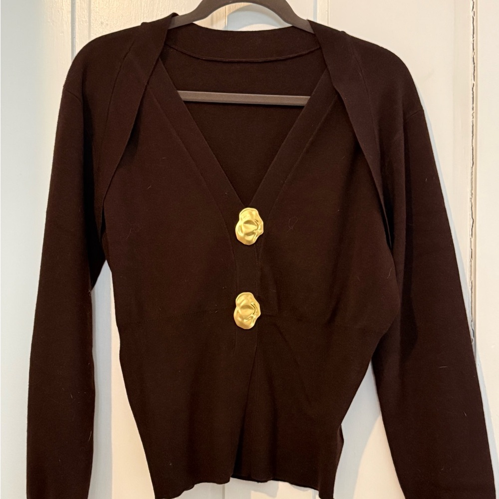 Elegant Burgundy Sweater with Gold Accents
